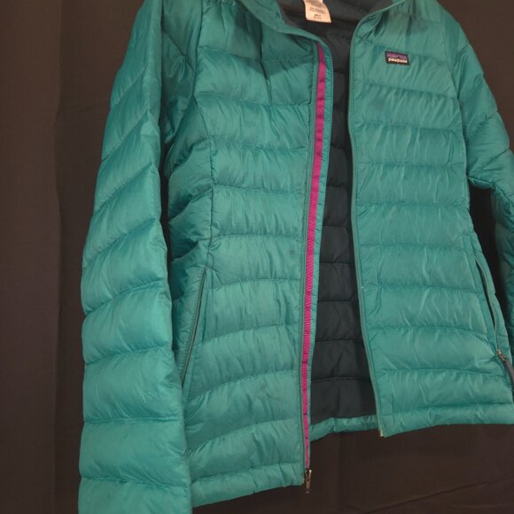 Patagonia jacket kids Girls size XL 14 Down teal outdoor light - Picture 6 of 6